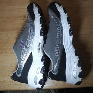 Women's Skechers D'Lites Purple and White Sneakers